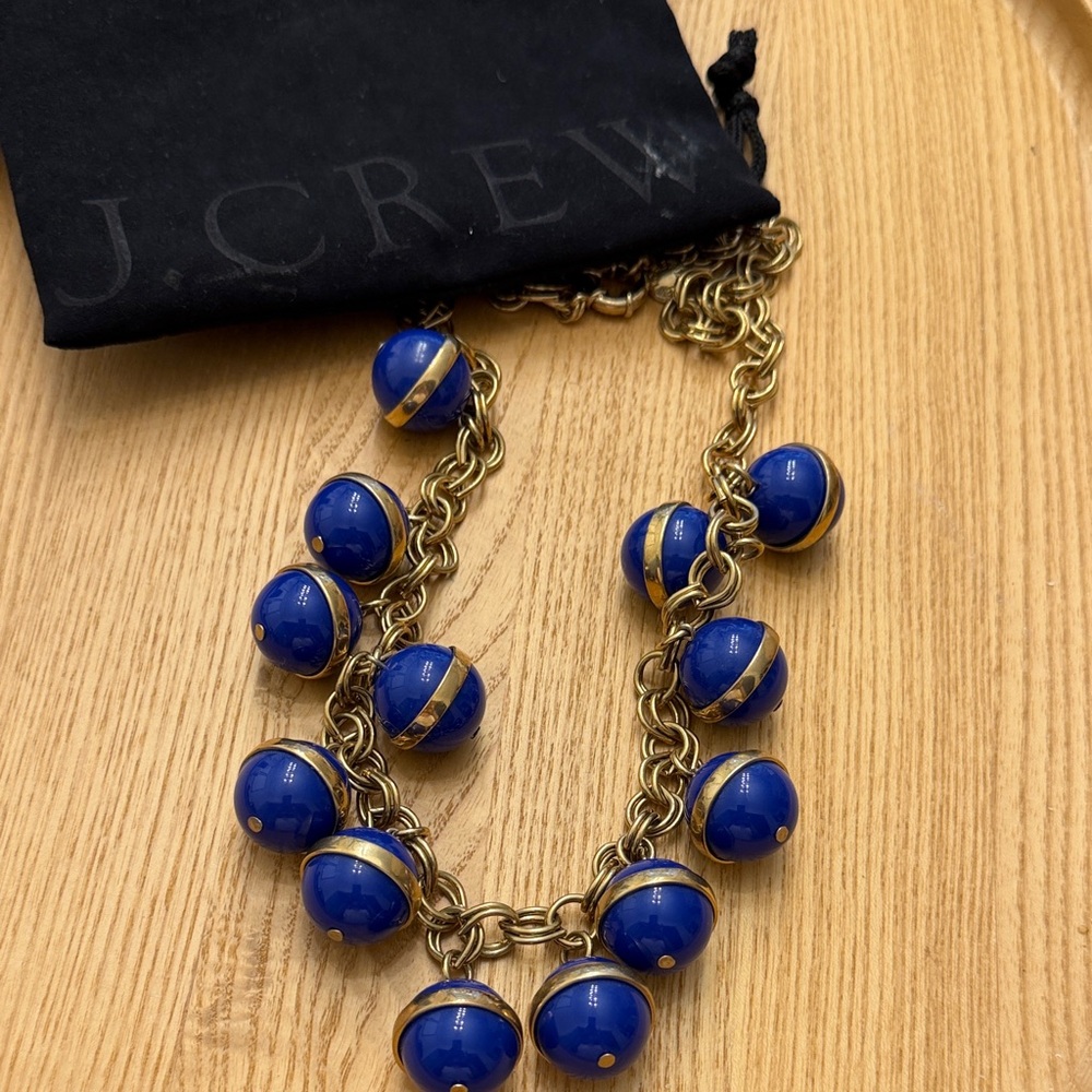 J. Crew Cobalt Blue and Gold Orb Necklace